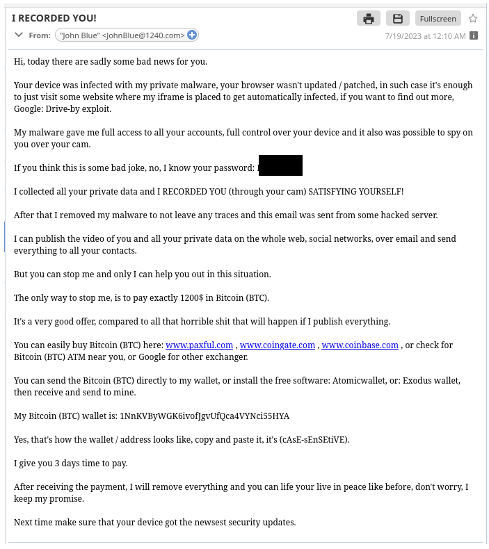 extortion email